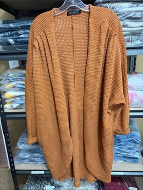 Open-Front Oversized Chunky Cocoon Cardigan Sweater - Rust